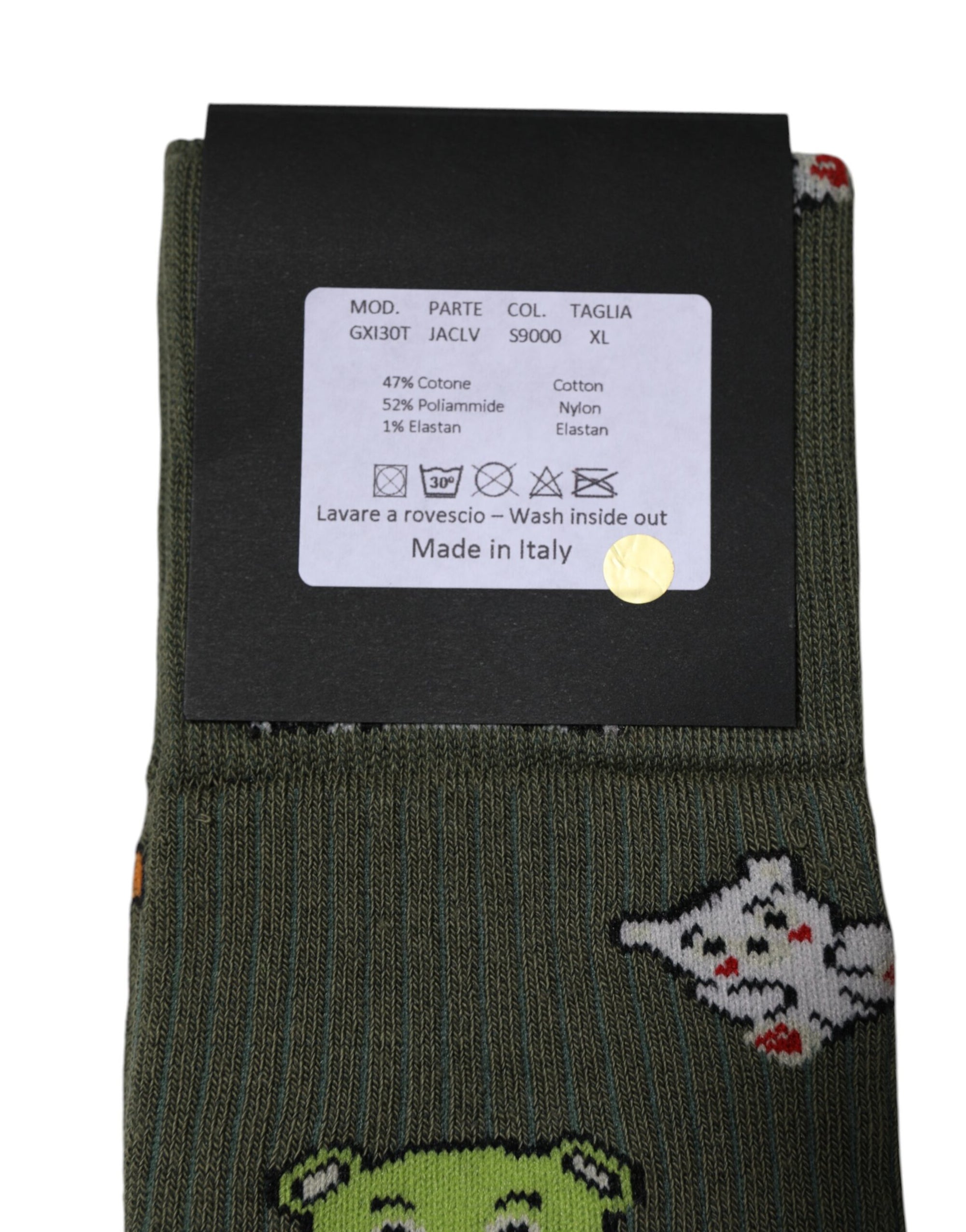 Chaussettes mi-mollet imprimées DG Bear en nylon vert Dolce & Gabbana