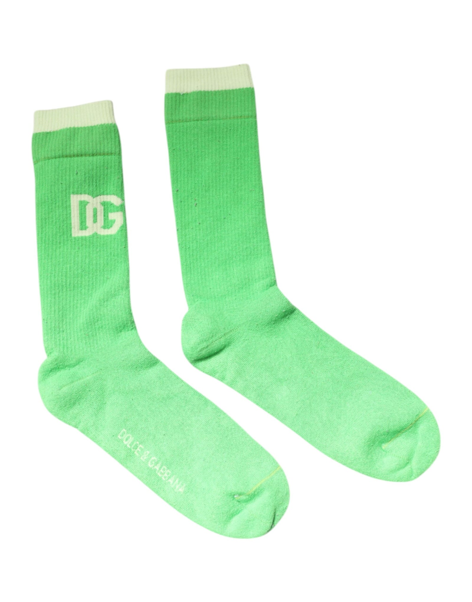 Chaussettes mi-mollet en nylon vert Dolce & Gabbana avec logo DG pour homme