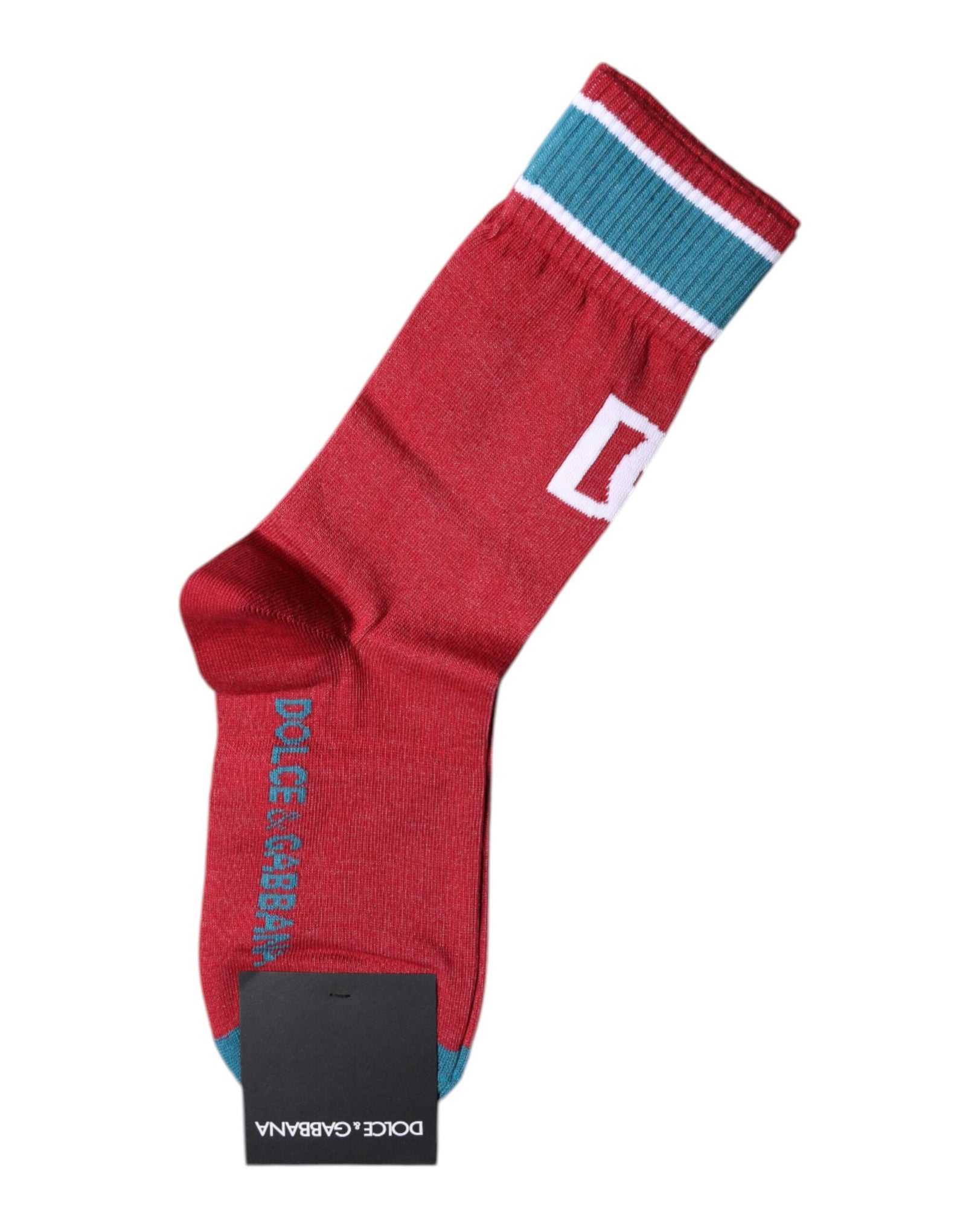 Chaussettes mi-mollet en coton rouge Dolce & Gabbana avec logo DG imprimé