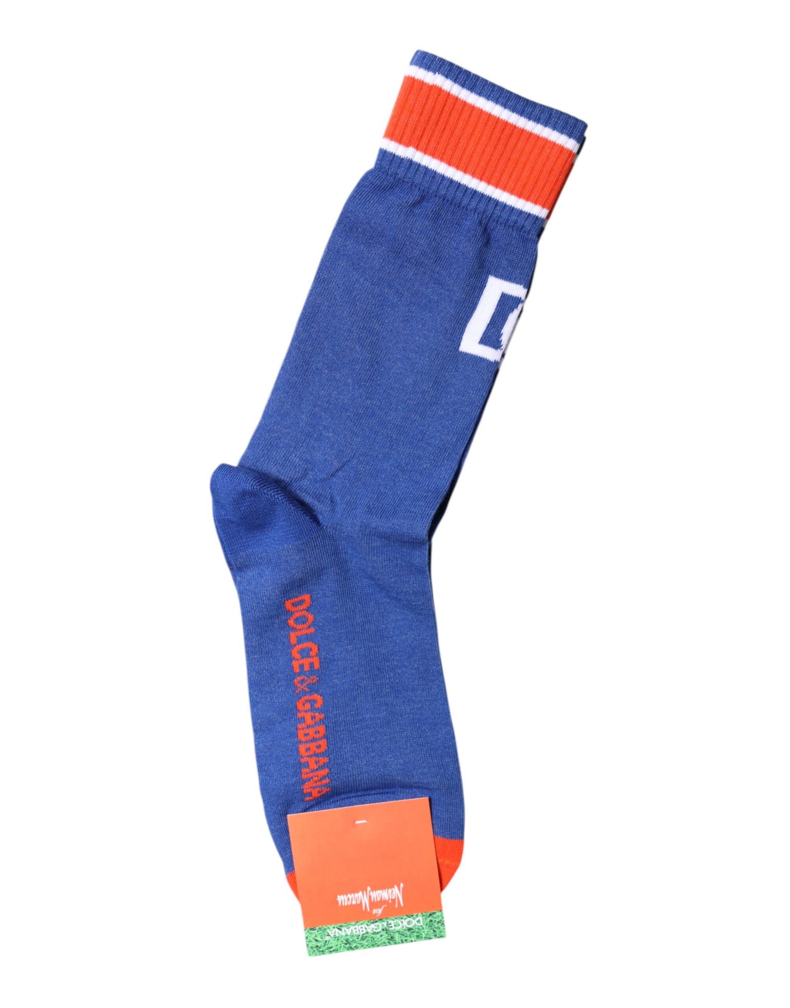 Chaussettes mi-mollet en coton bleu Dolce & Gabbana avec logo DG imprimé