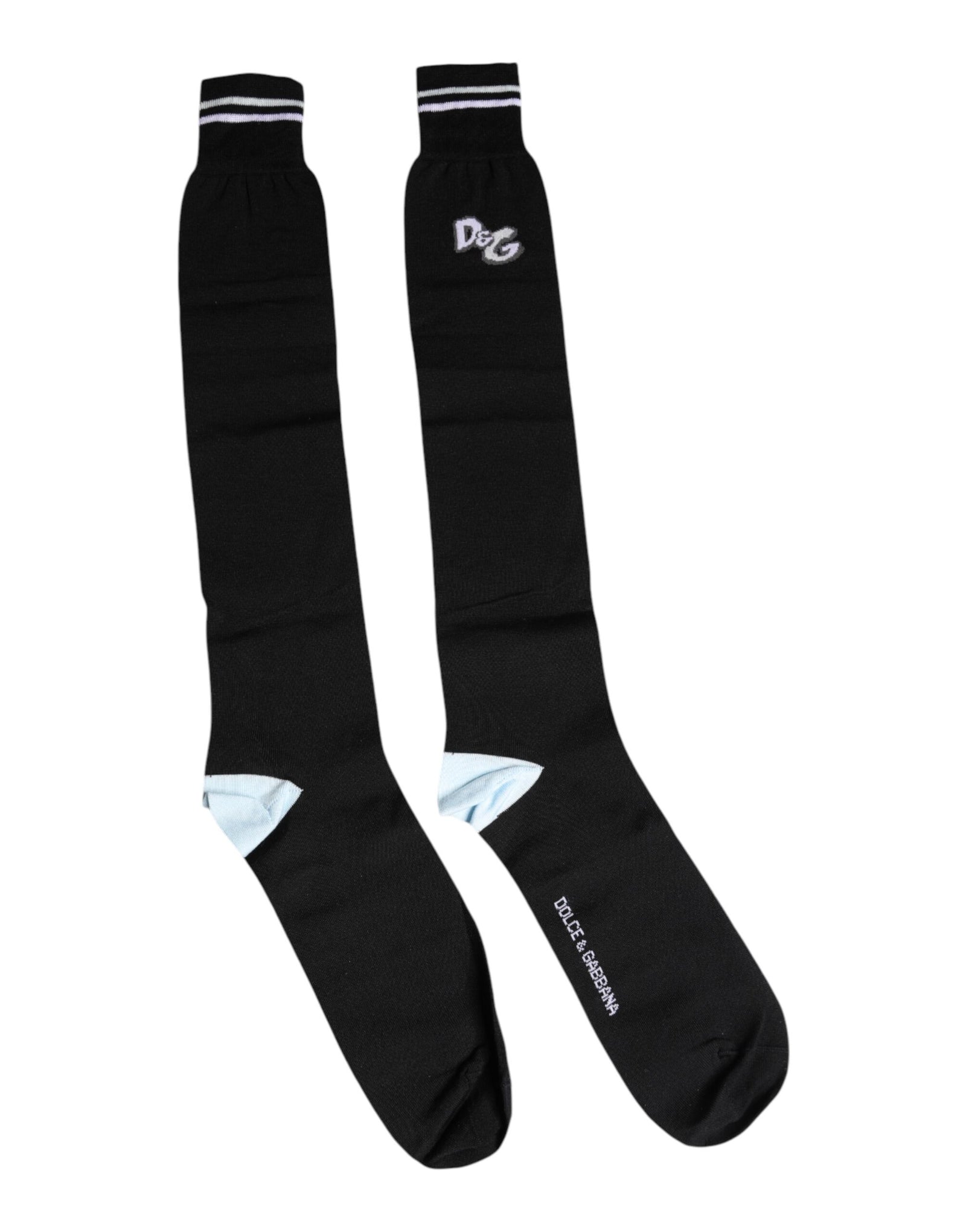 Chaussettes mi-mollet en coton noir à imprimé logo DG Dolce & Gabbana