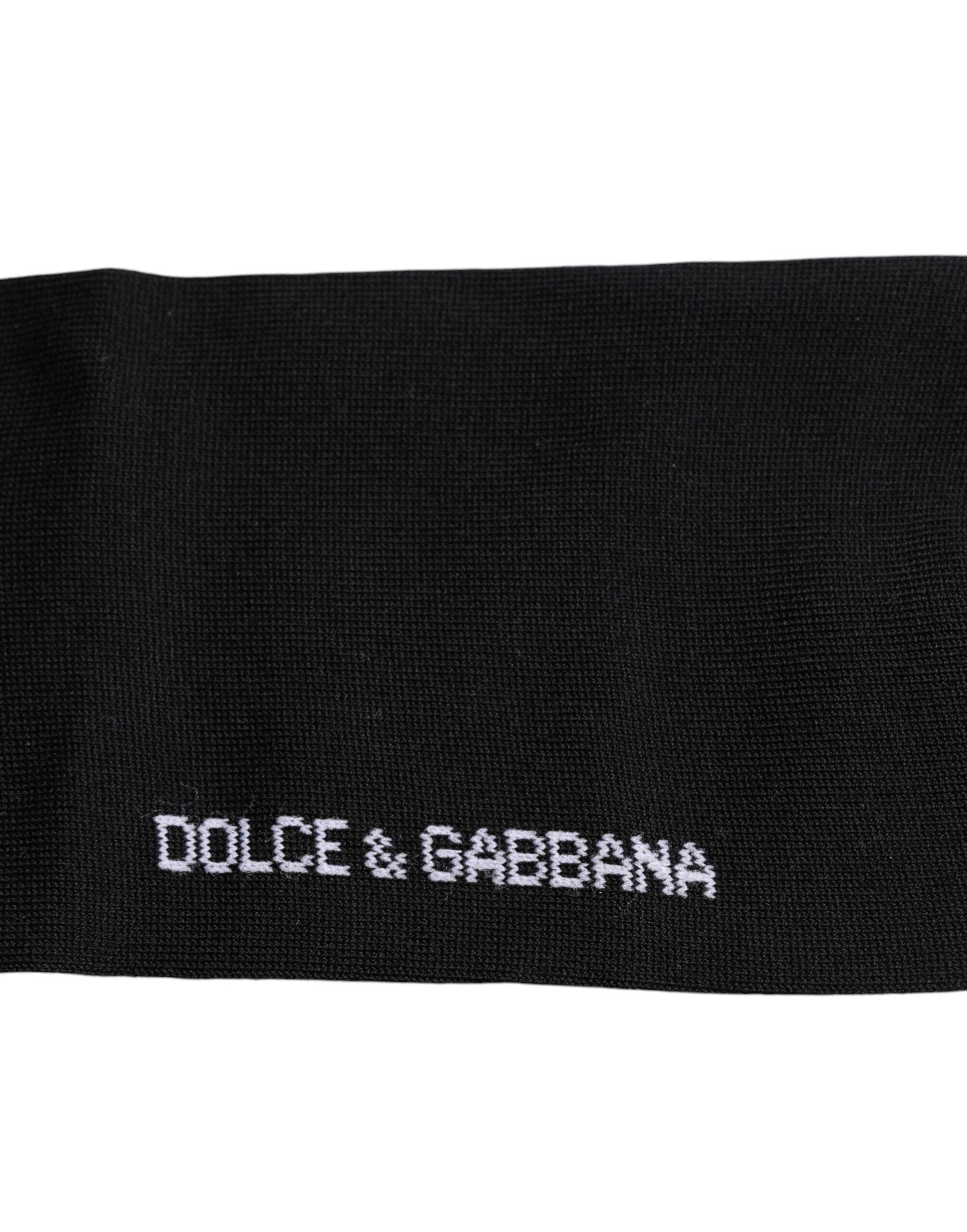 Chaussettes mi-mollet en coton noir à imprimé logo DG Dolce & Gabbana