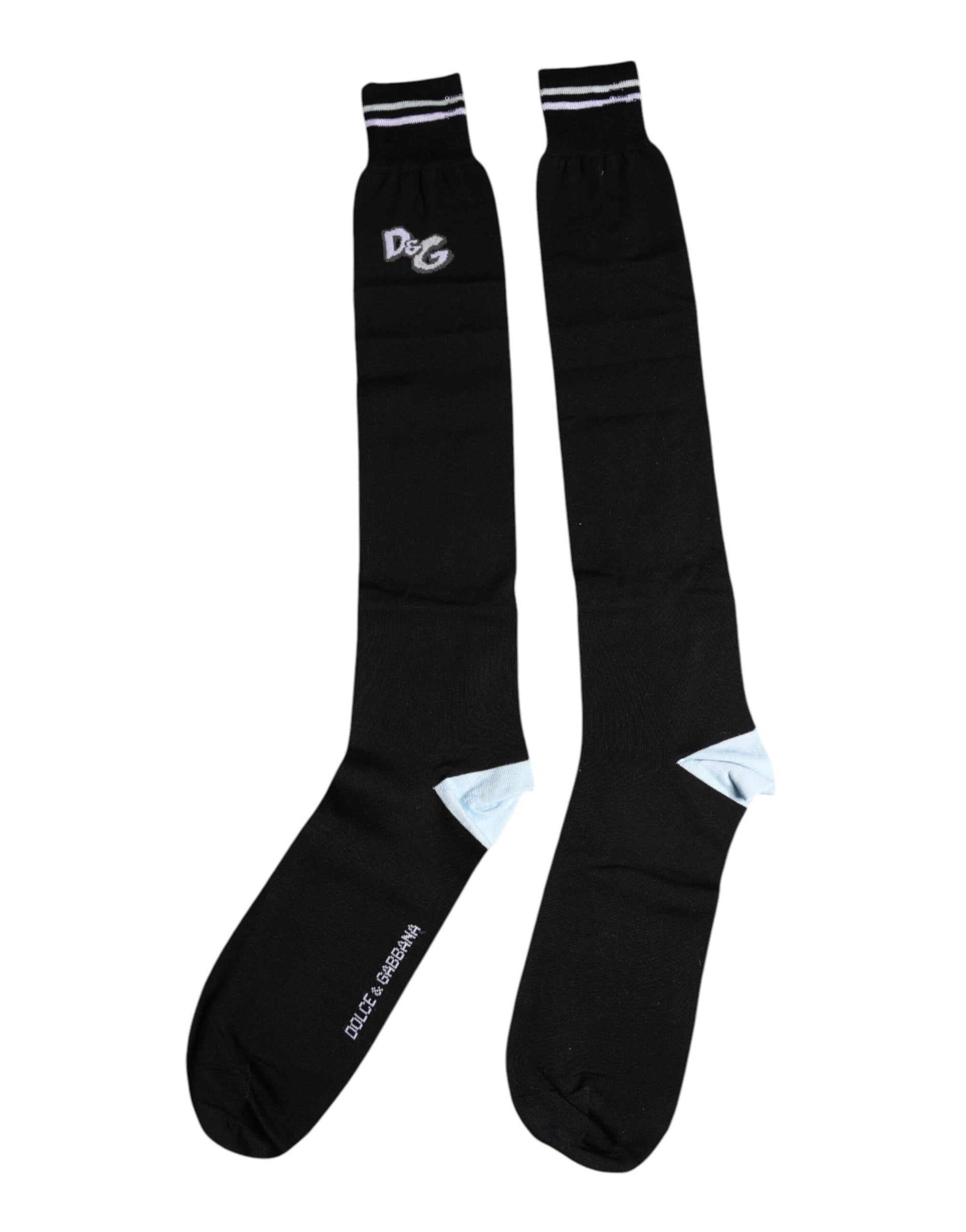 Chaussettes mi-mollet en coton noir à imprimé logo DG Dolce & Gabbana