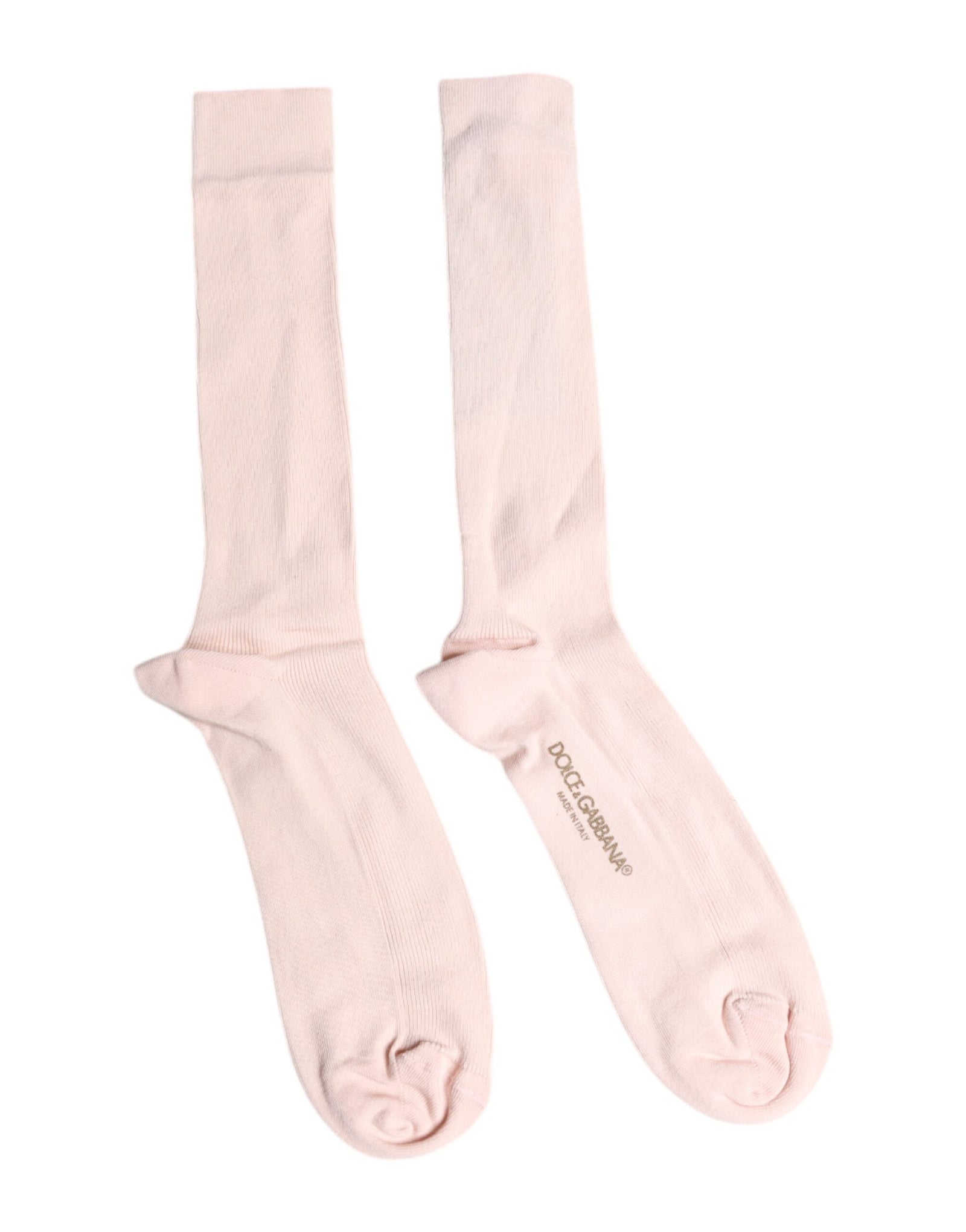 Chaussettes mi-mollet en coton stretch ivoire Dolce & Gabbana avec logo