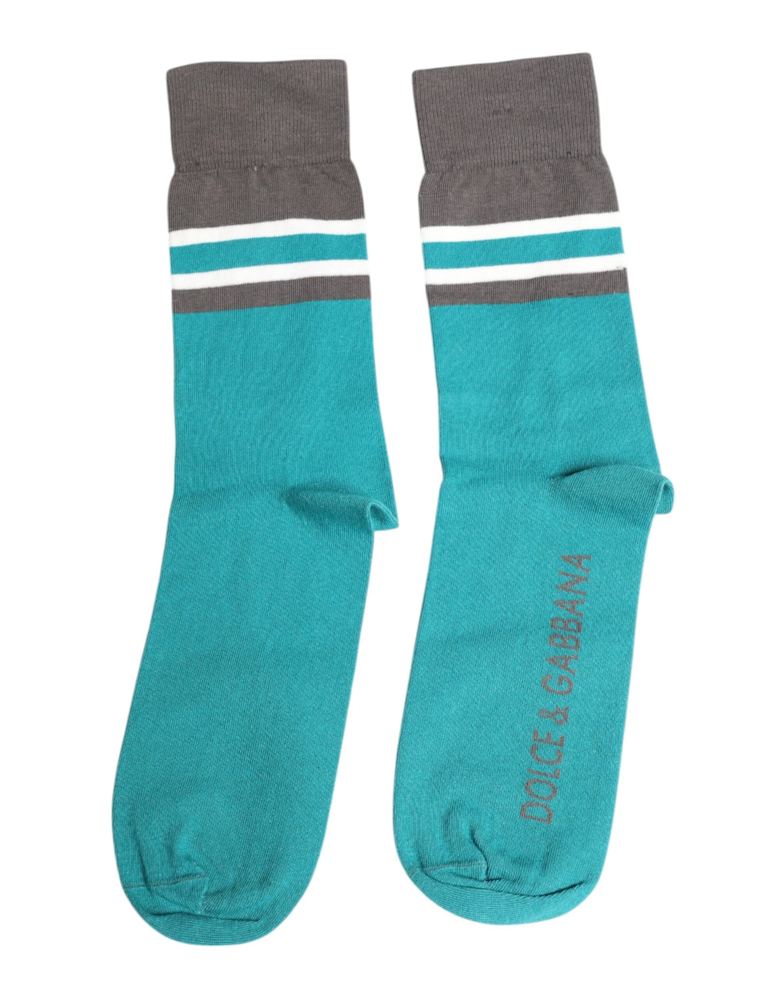 Chaussettes mi-mollet extensibles Dolce & Gabbana vertes et grises avec logo DG