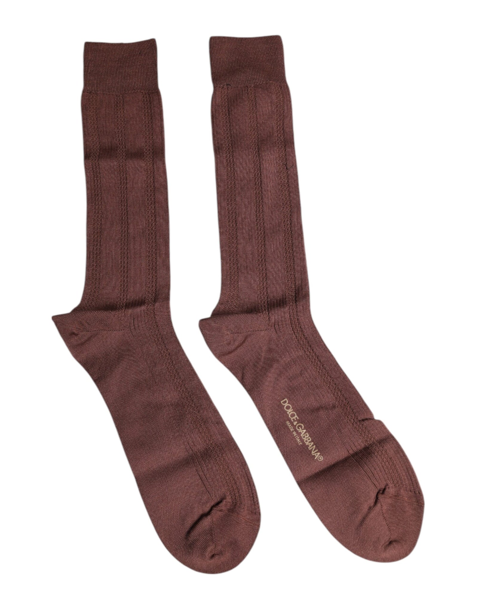 Chaussettes mi-mollet extensibles marron à imprimé logo Dolce & Gabbana