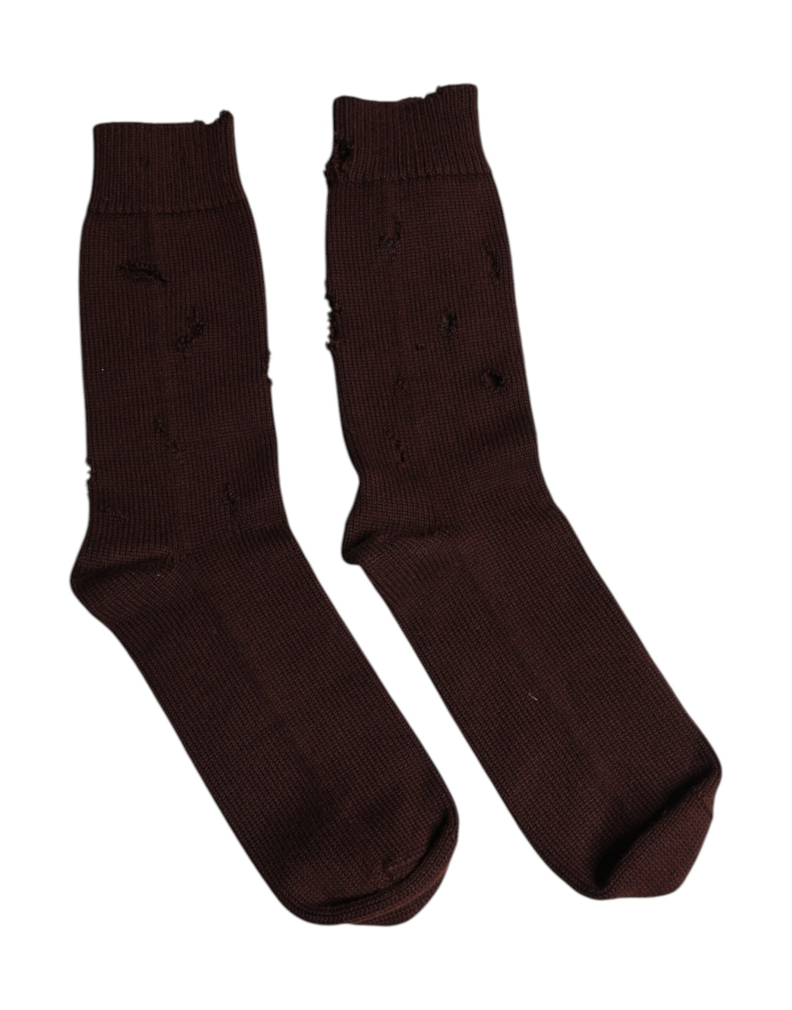 Chaussettes mi-mollet extensibles en coton uni marron Dolce & Gabbana