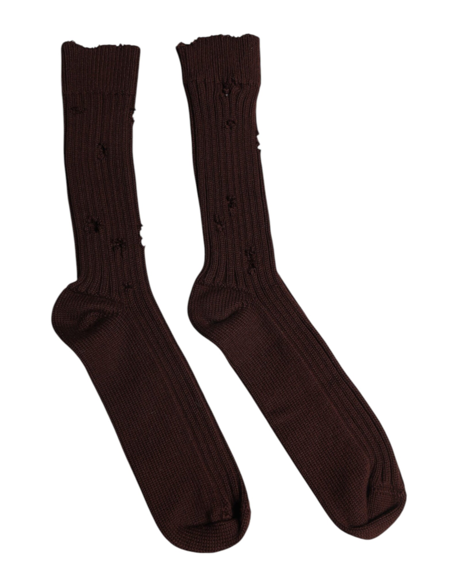 Chaussettes mi-mollet extensibles en coton marron Dolce & Gabbana