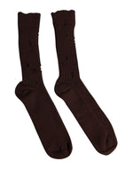 Chaussettes mi-mollet extensibles en coton marron Dolce & Gabbana