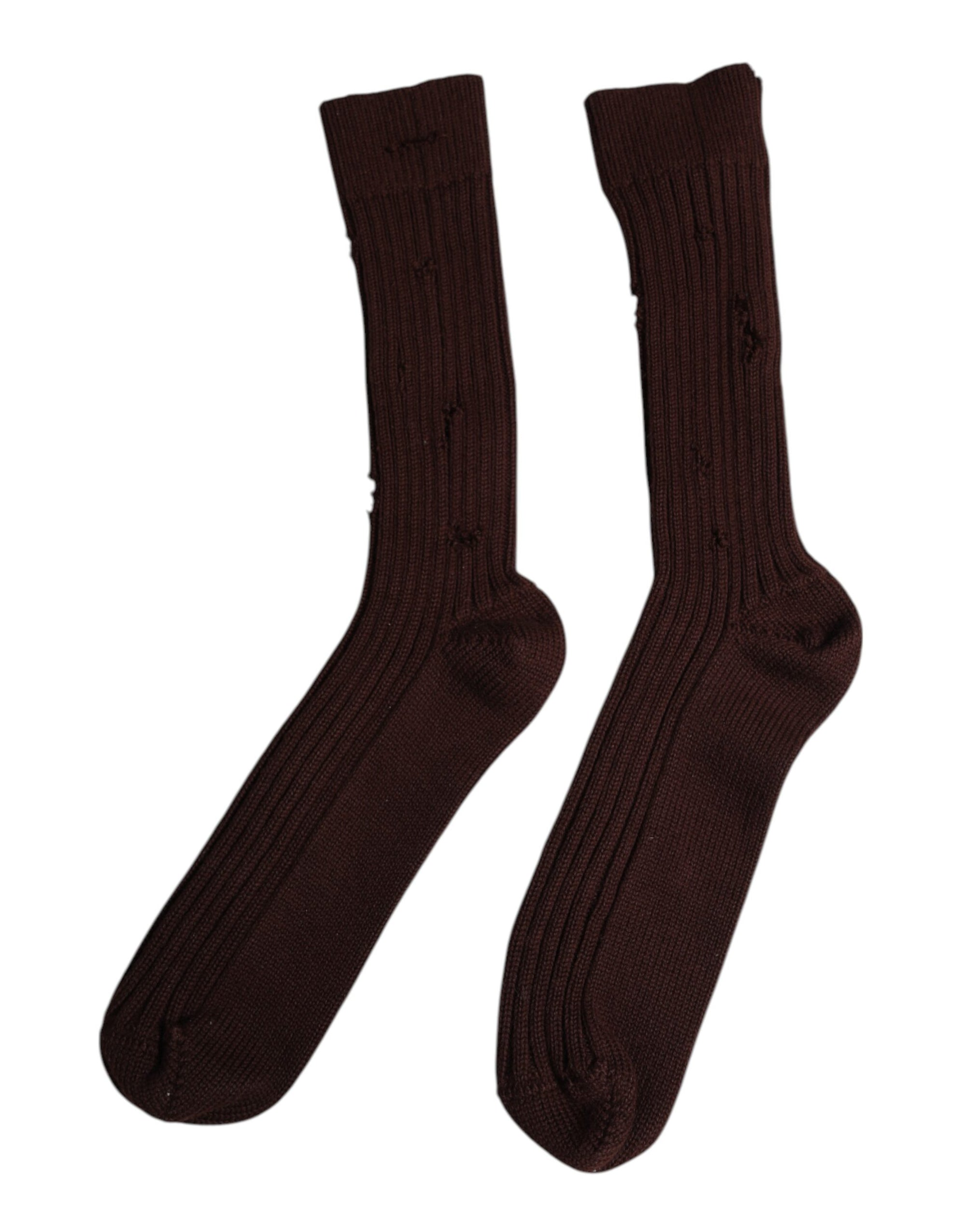 Chaussettes mi-mollet extensibles en coton marron Dolce & Gabbana