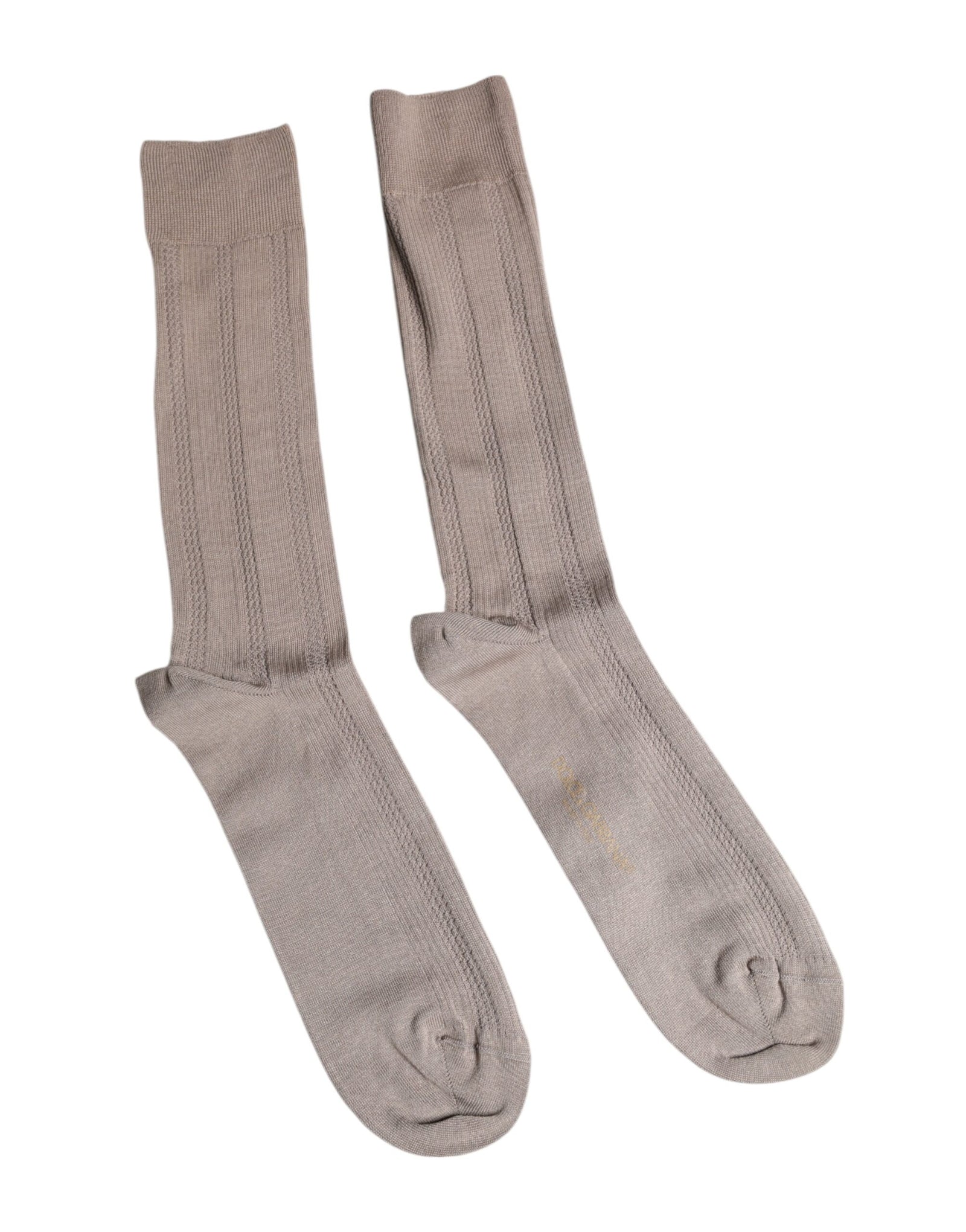 Chaussettes mi-mollet en coton stretch marron Dolce & Gabbana avec logo