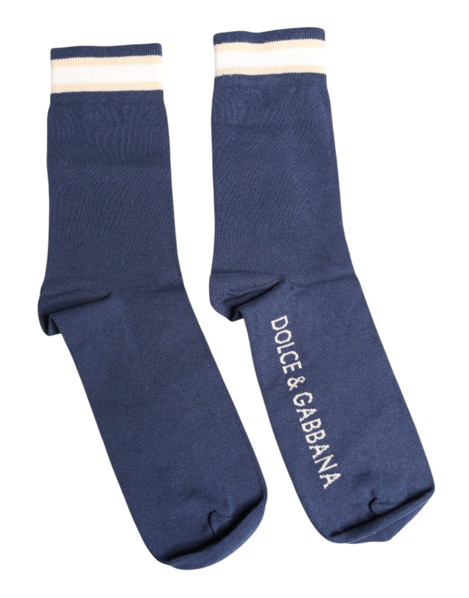 Chaussettes mi-mollet extensibles bleues Dolce & Gabbana avec logo DG imprimé