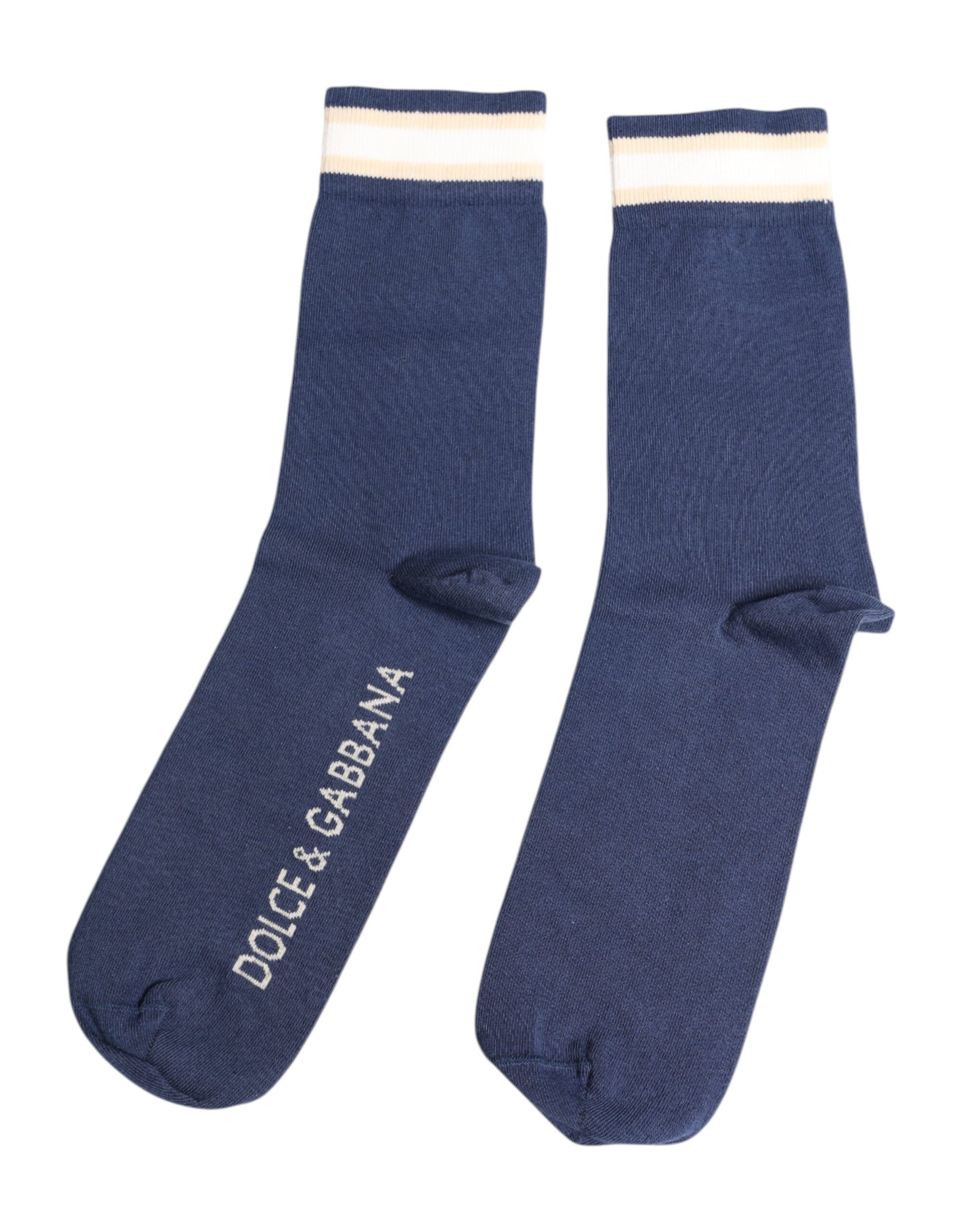 Chaussettes mi-mollet extensibles bleues Dolce & Gabbana avec logo DG imprimé