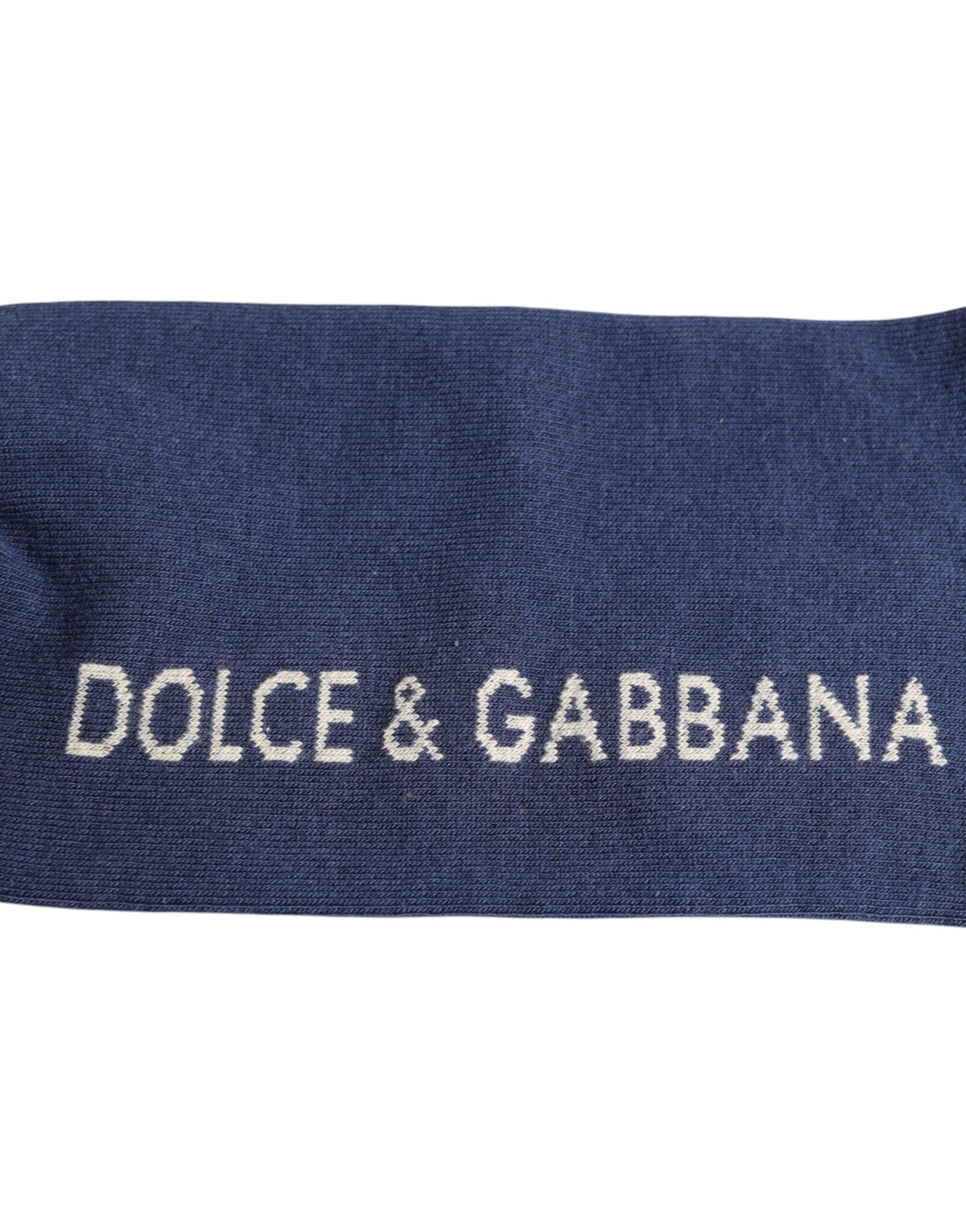 Chaussettes mi-mollet extensibles bleues Dolce & Gabbana avec logo DG imprimé