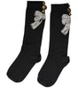 Dolce & Gabbana Black Knit Floral Crystal Embellishment Socks