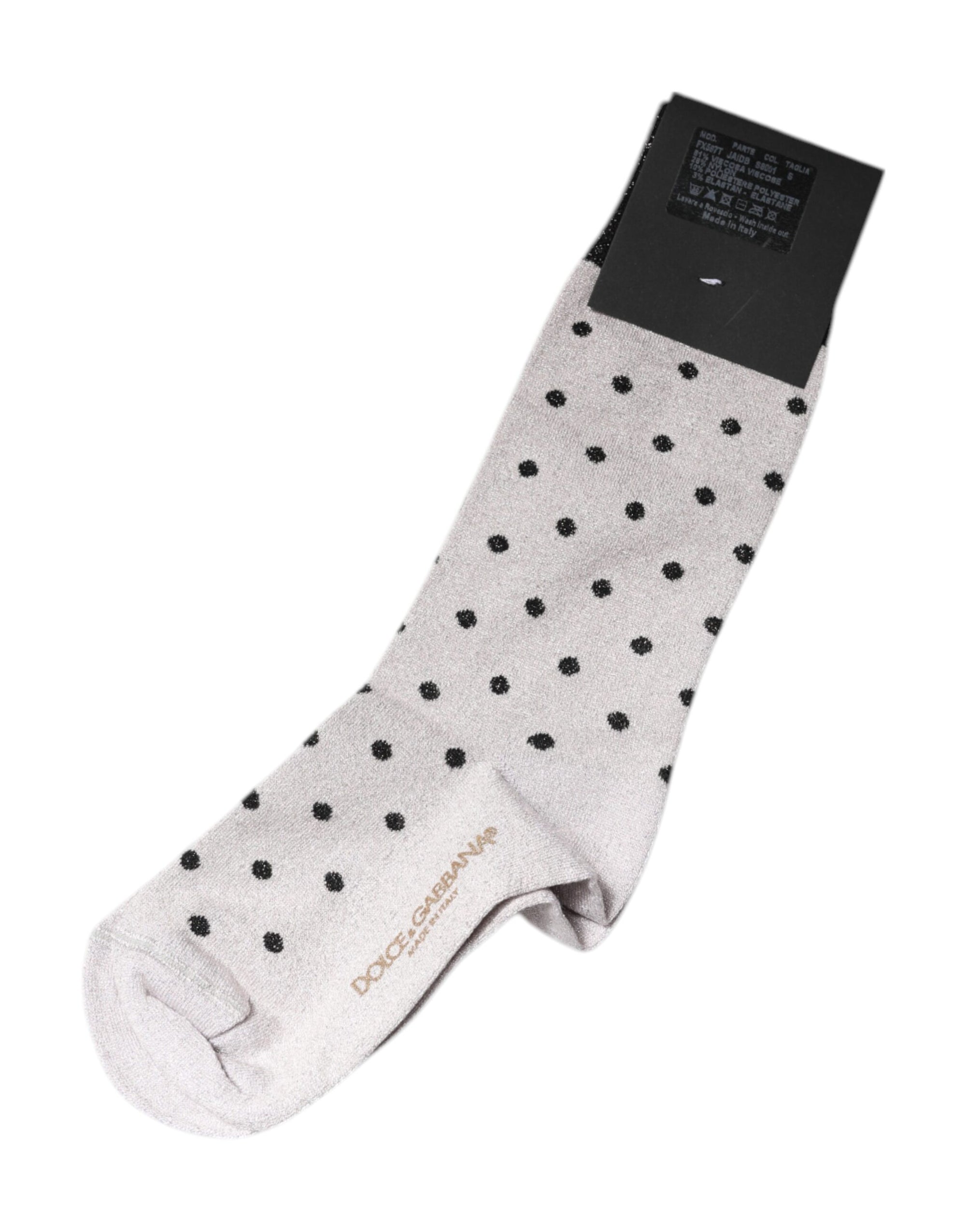 Chaussettes à pois en viscose stretch grise Dolce & Gabbana