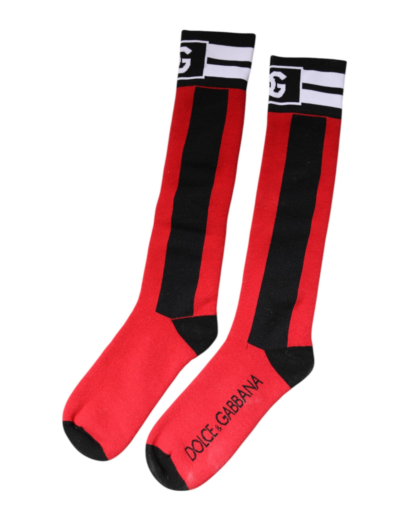 Chaussettes imprimées en coton stretch rouge Dolce &amp; Gabbana