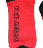 Dolce & Gabbana Red Cotton Stretch Printed Socks
