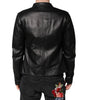 Dolce & Gabbana Black Sheep Leather Biker Full Zip Jacket