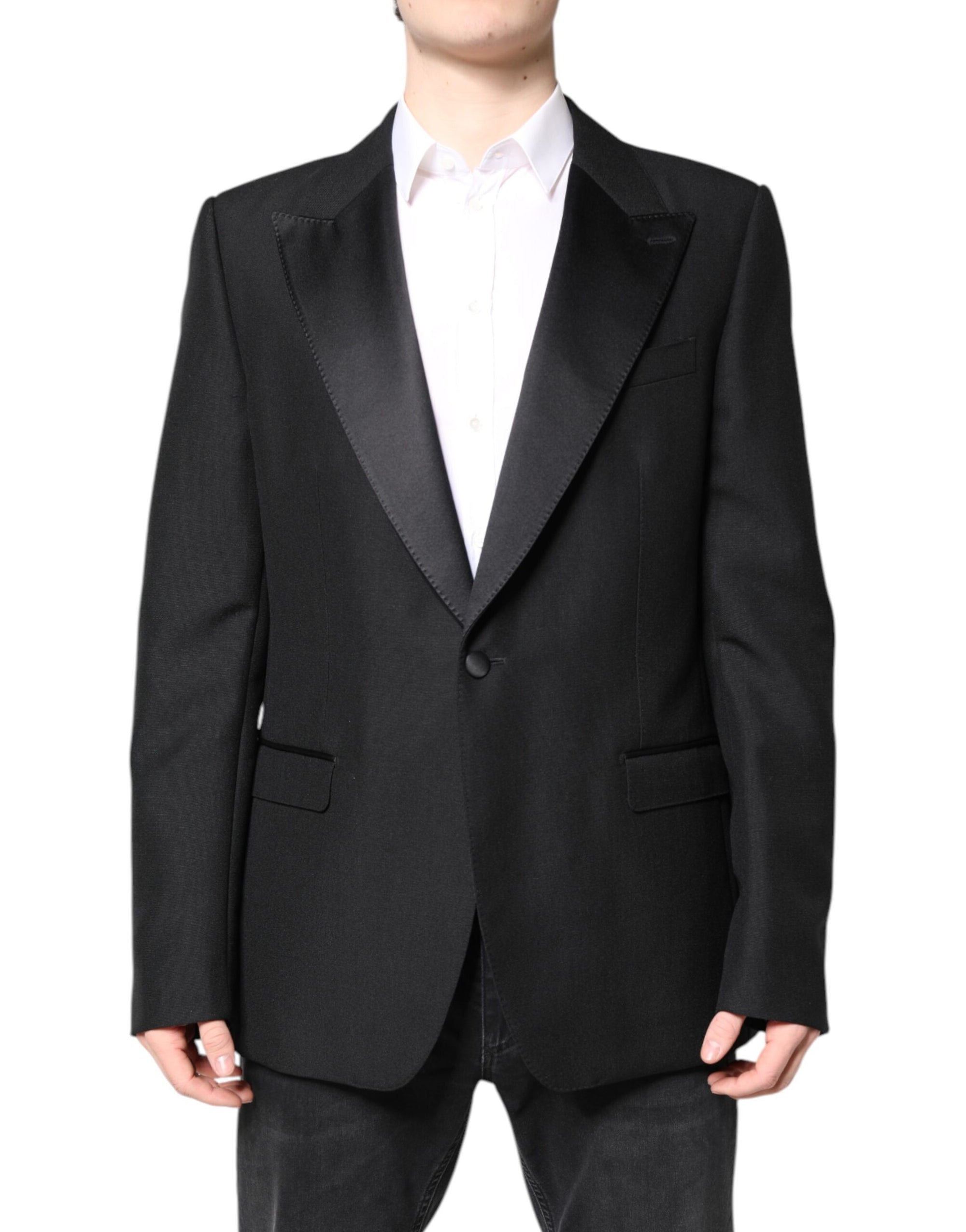 Blazer simple boutonnage en laine noire Dolce &amp; Gabbana