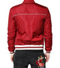 Dolce & Gabbana Red White Nylon Full Zip Men Bomber Jacket