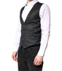Dolce & Gabbana Black Wool Waistcoat Dress Formal Vest