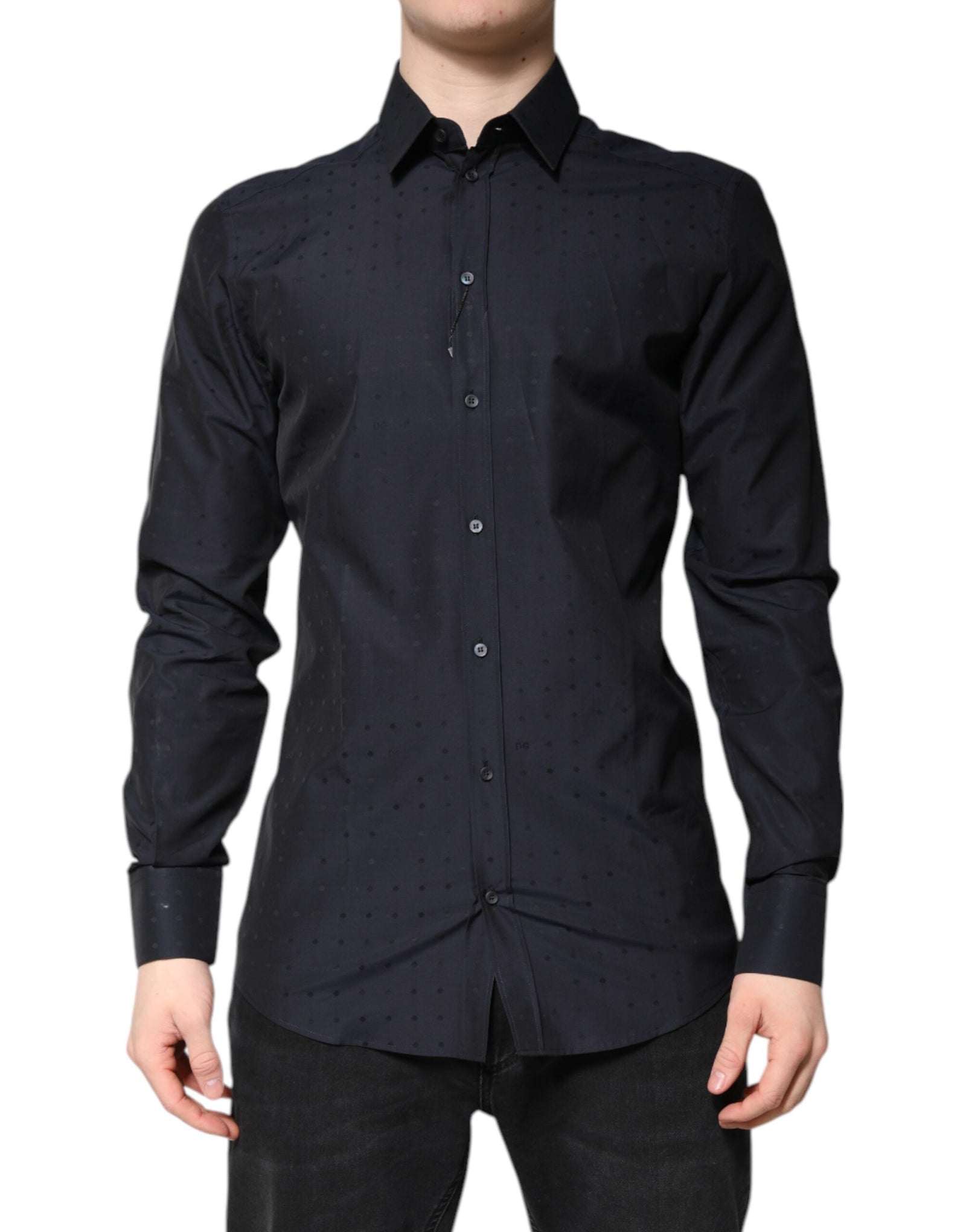 Dolce &amp; Gabbana Black Cotton GOLD Men Dress Formal Shirt