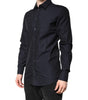 Dolce & Gabbana Black Cotton GOLD Men Dress Formal Shirt