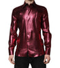Dolce & Gabbana Metallic Red Cotton GOLD Dress Formal Shirt