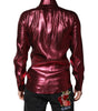 Dolce & Gabbana Metallic Red Cotton GOLD Dress Formal Shirt