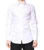 Dolce & Gabbana White Cotton GOLD Dress Formal Collared Shirt