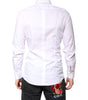 Dolce & Gabbana White Cotton GOLD Dress Formal Collared Shirt