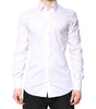 Dolce & Gabbana White Cotton GOLD Dress Formal Collared Shirt