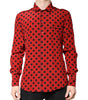 Dolce & Gabbana Red Polka Dot Silk Long Sleeve Shirt