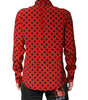 Dolce & Gabbana Red Polka Dot Silk Long Sleeve Shirt