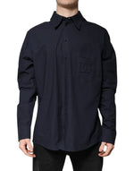 Dolce & Gabbana Camisa Manga Larga Algodón Azul Oscuro