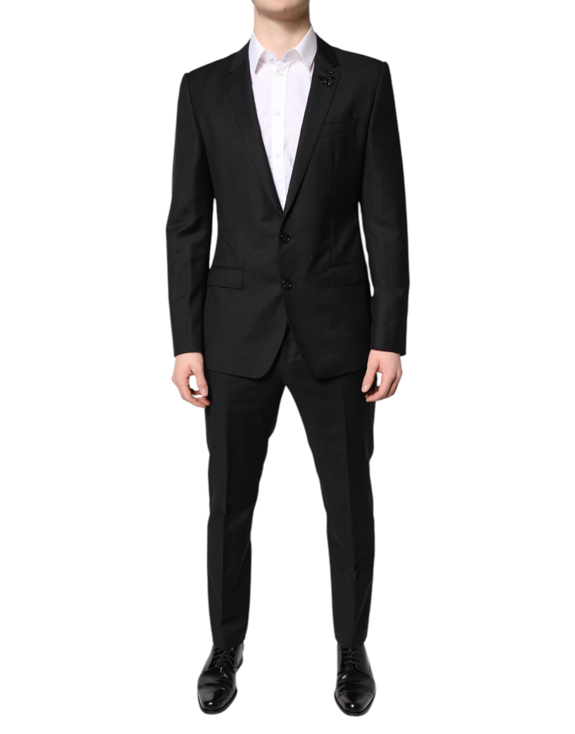Costume 2 pièces simple boutonnage en laine noire Dolce &amp; Gabbana