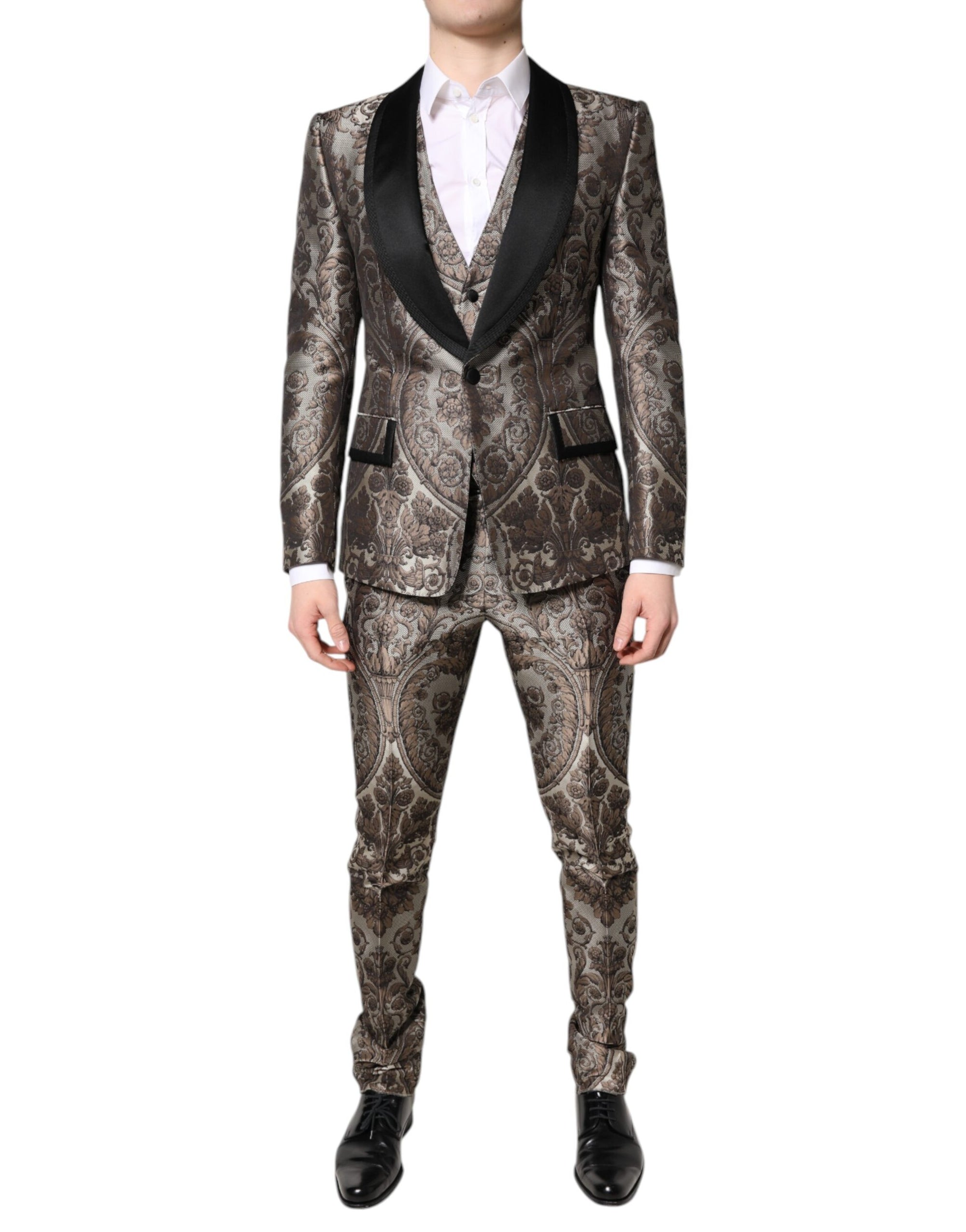Costume 3 pièces simple boutonnage en jacquard multicolore Dolce &amp; Gabbana