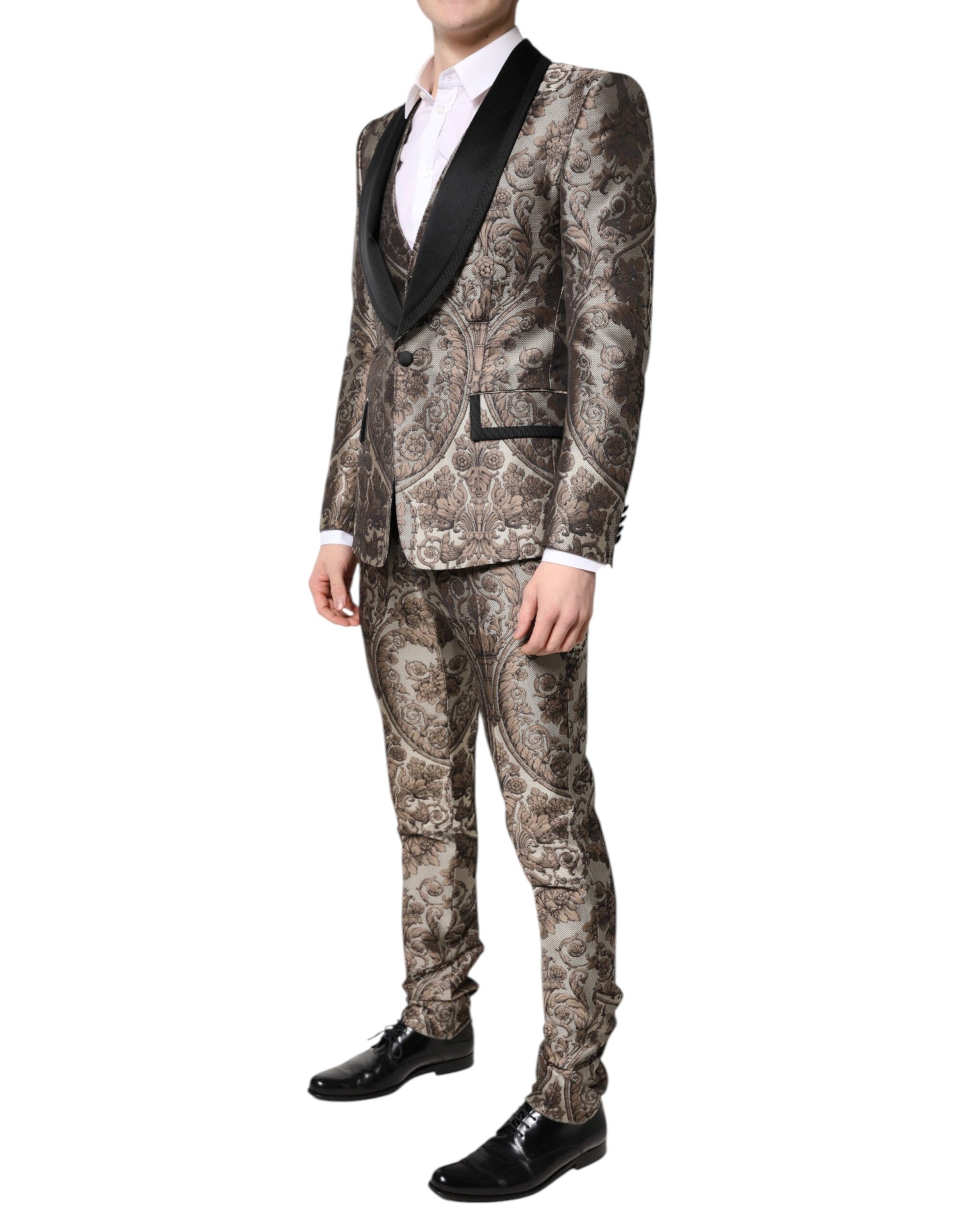 Costume 3 pièces simple boutonnage en jacquard multicolore Dolce &amp; Gabbana