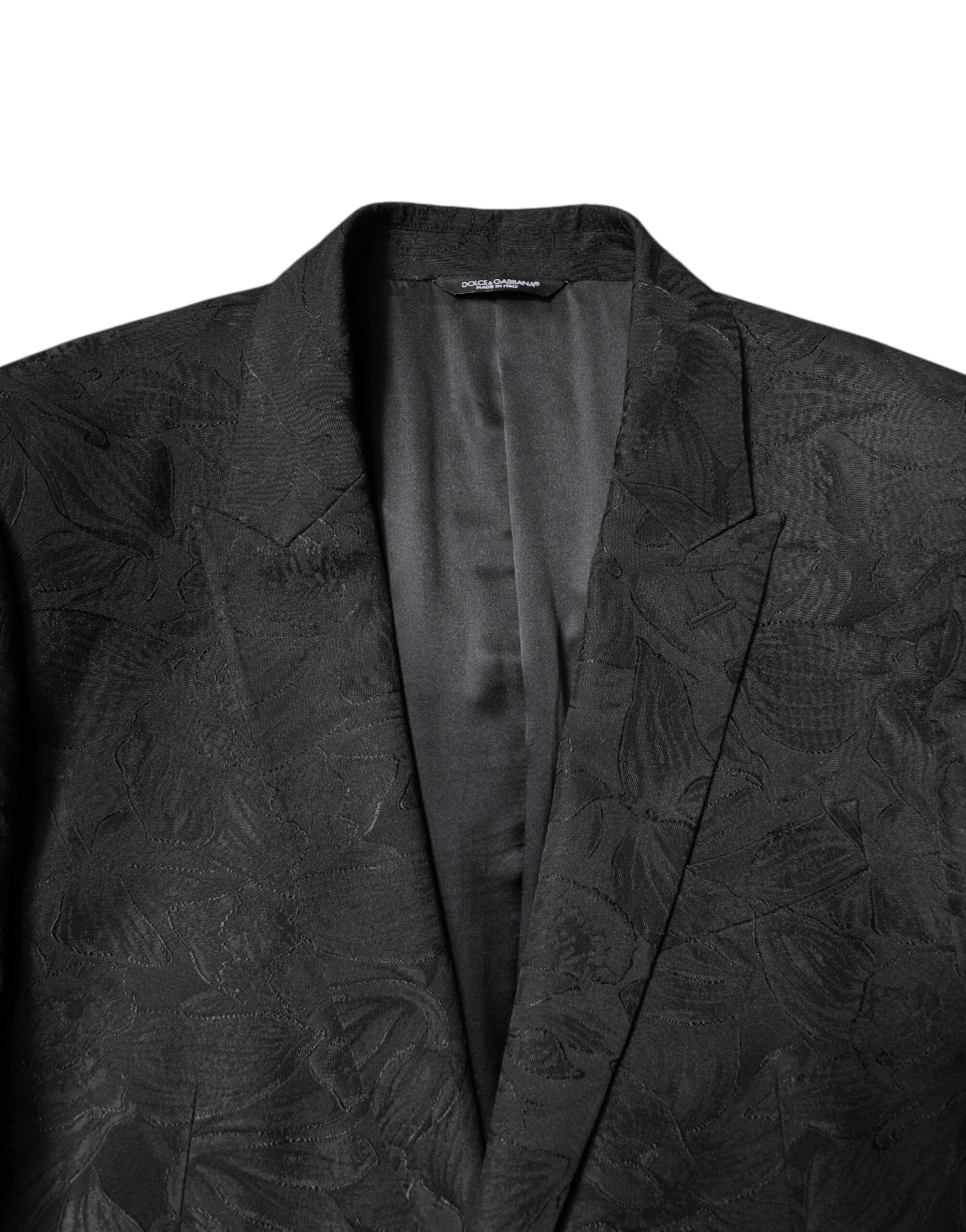 Costume 2 pièces Dolce &amp; Gabbana en jacquard fleuri en polyester noir