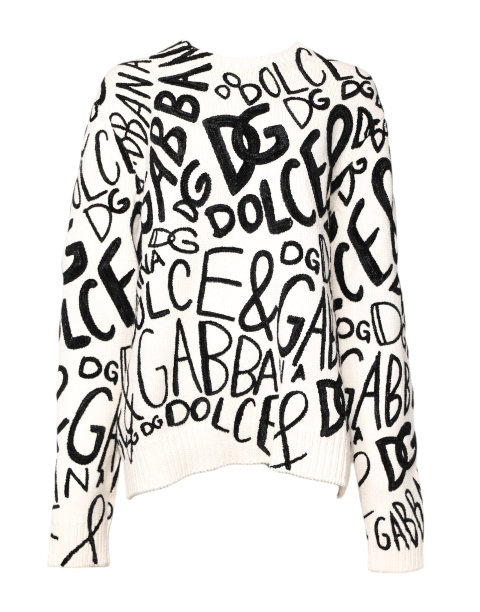 Pull Dolce &amp; Gabbana blanc et noir avec logo imprimé pour femme