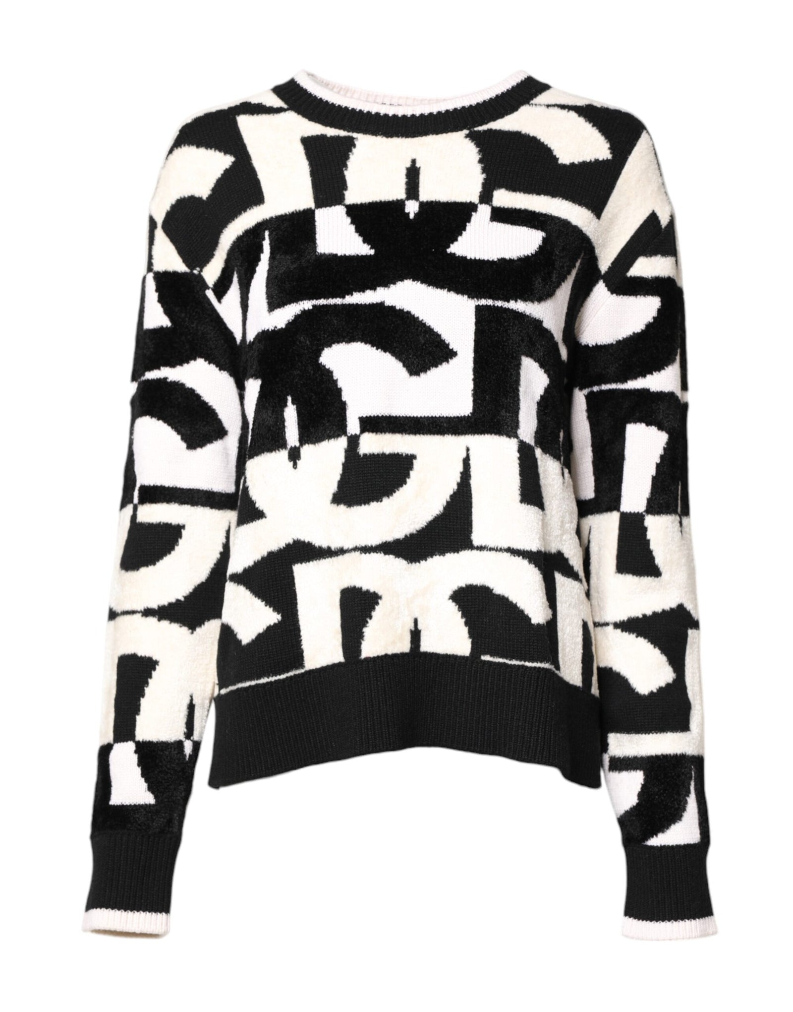 Pull Dolce &amp; Gabbana blanc et noir avec logo imprimé pour femme