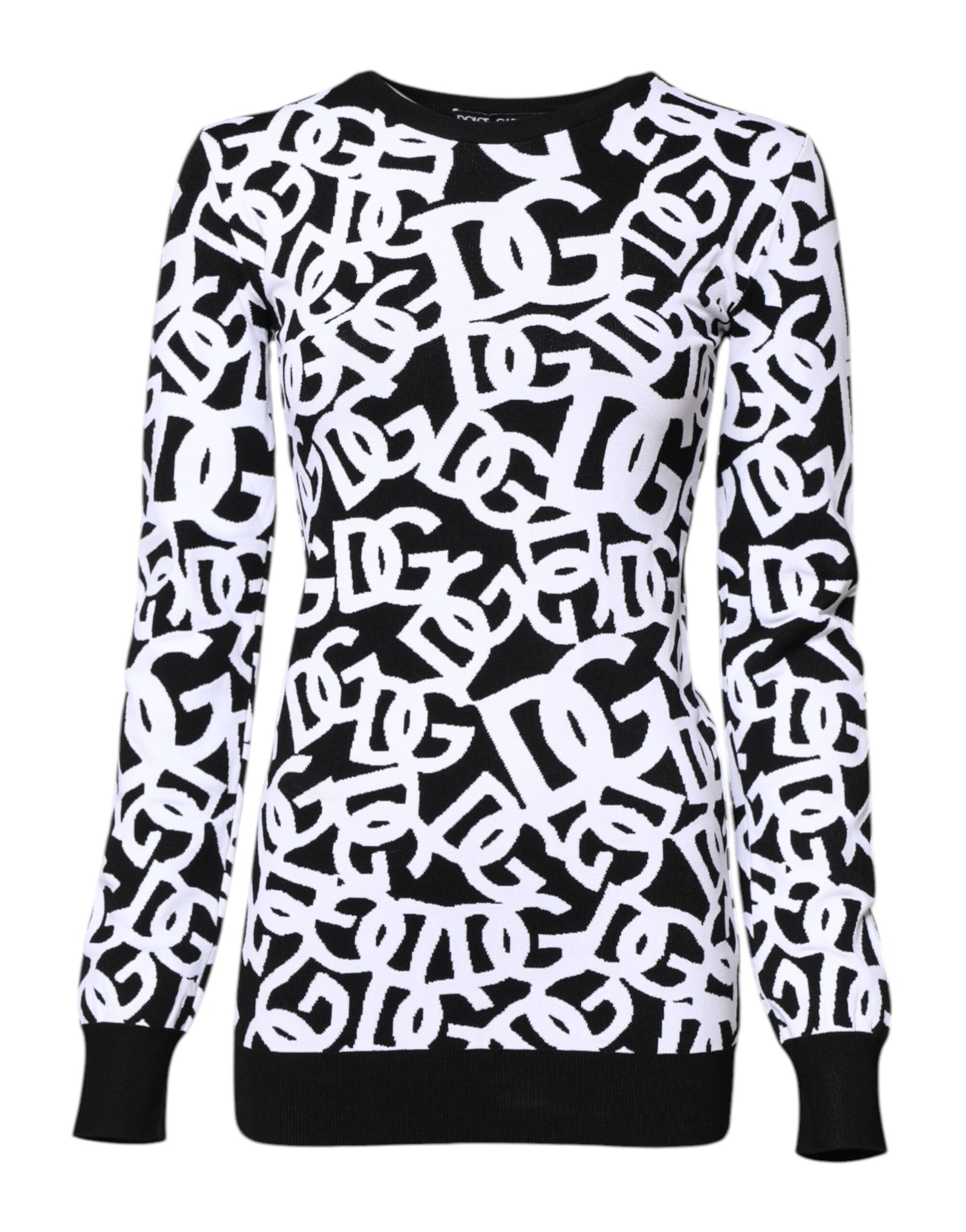 Pull Dolce &amp; Gabbana noir et blanc avec logo imprimé pour femme