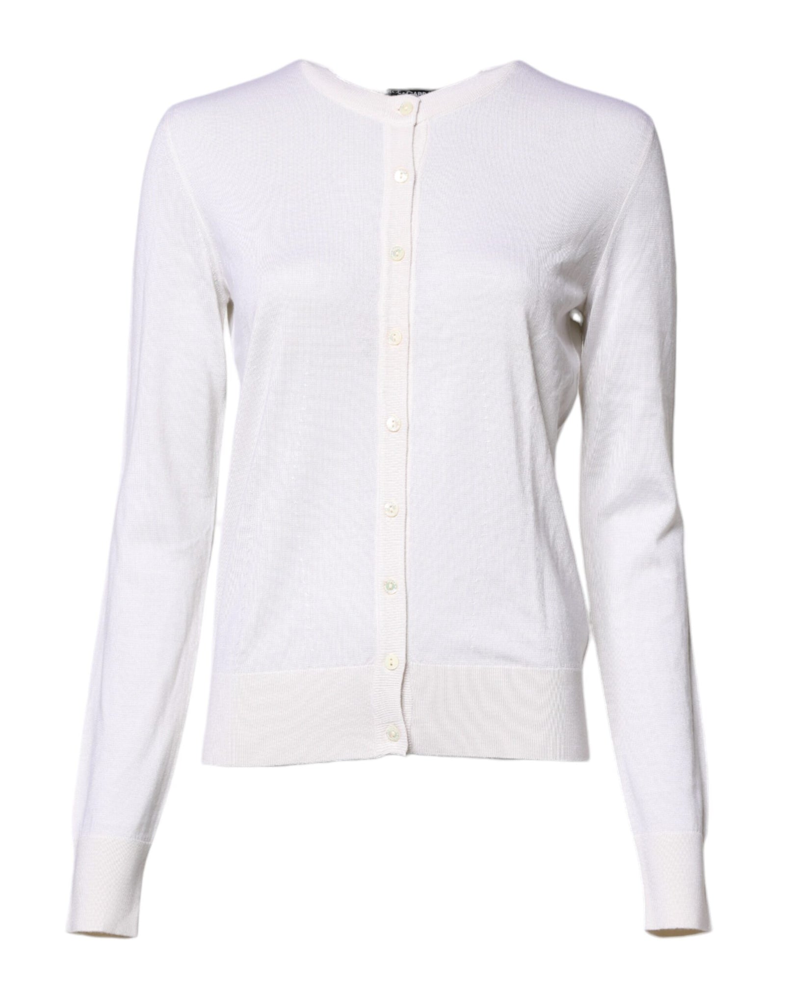 Pull cardigan ras du cou en cachemire blanc Dolce &amp; Gabbana