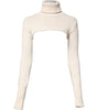Dolce & Gabbana Ivory Cashmere Turtleneck Cropped Top Sweater