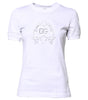 Dolce &amp; Gabbana White Cotton Floral Logo Crew Neck T-shirt