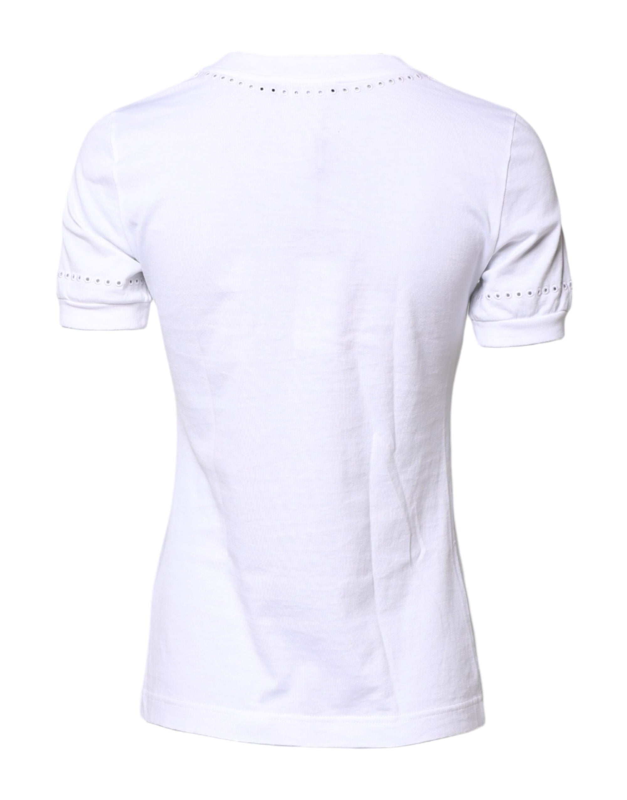 Dolce &amp; Gabbana White Cotton Floral Logo Crew Neck T-shirt