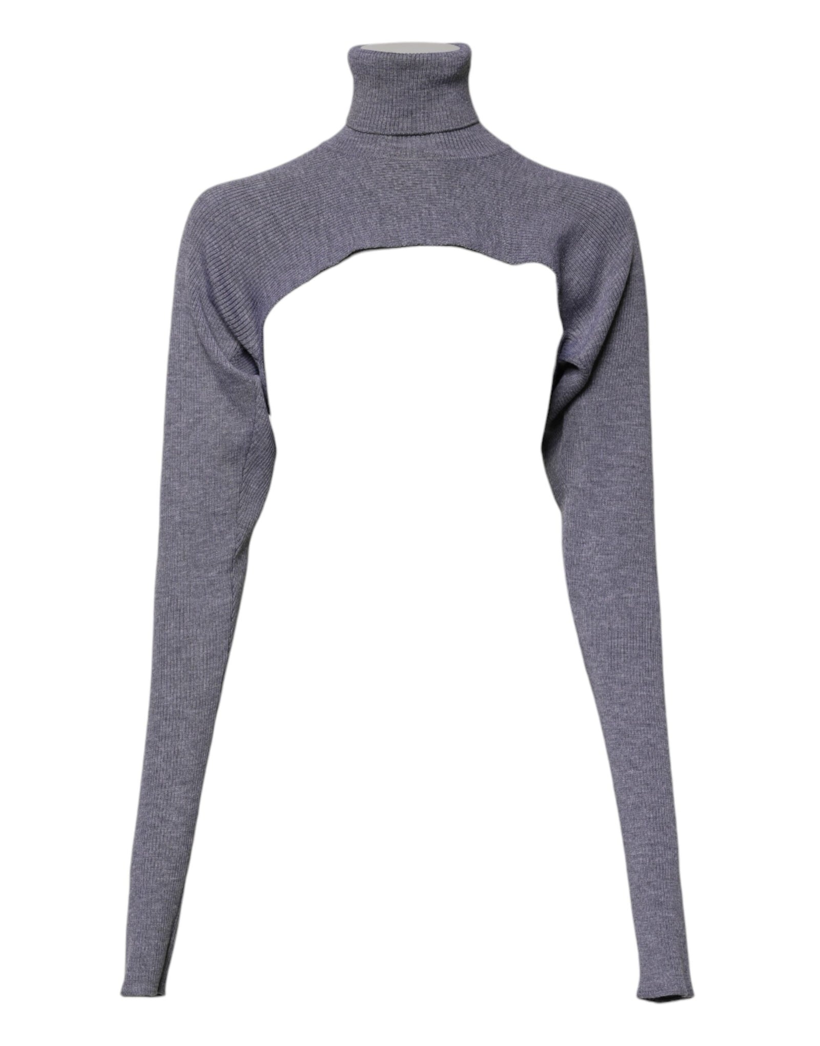 Pull court à col roulé en laine grise Dolce &amp; Gabbana