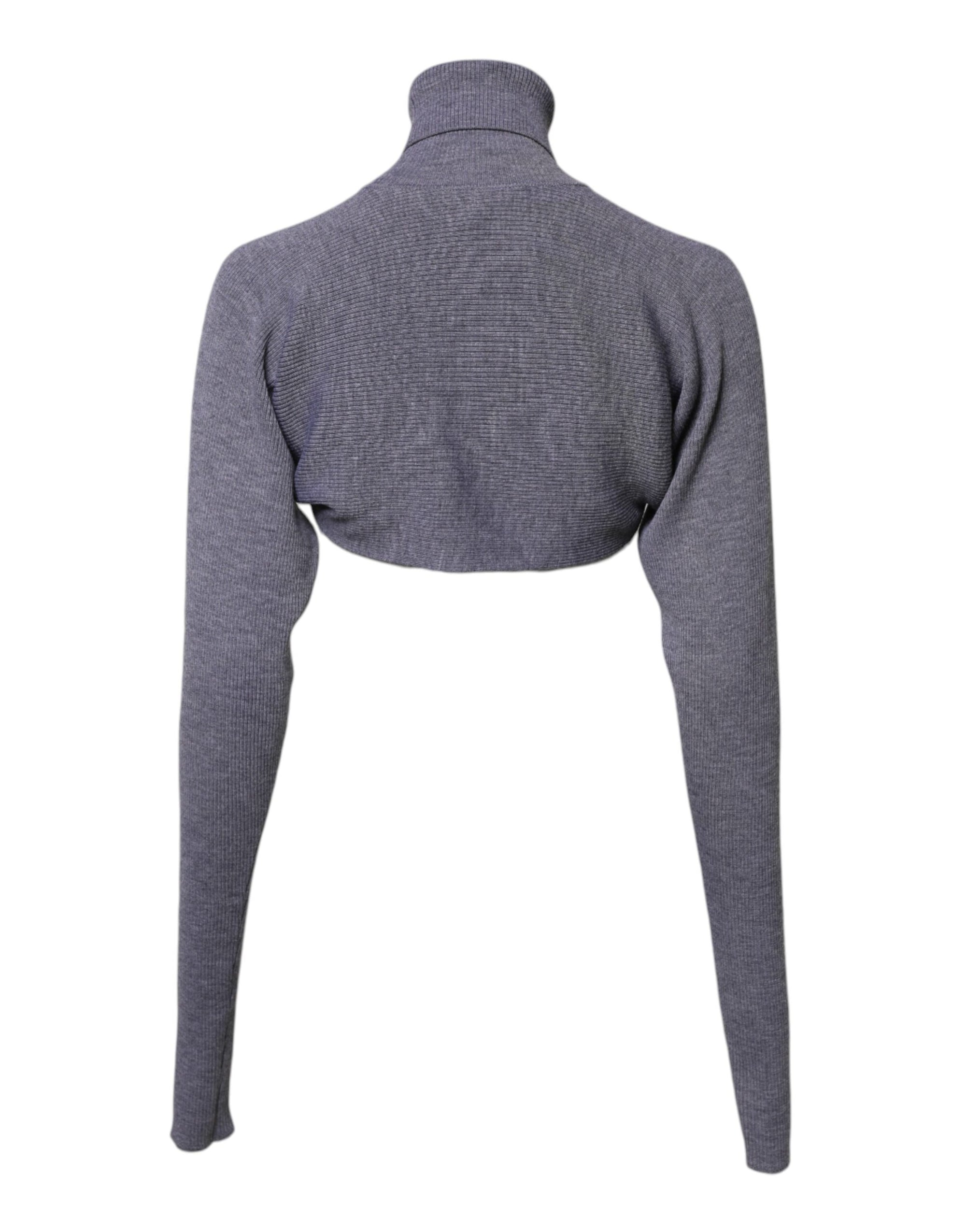 Pull court à col roulé en laine grise Dolce & Gabbana