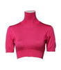 Haut court à col roulé en tricot de soie rose Dolce &amp; Gabbana